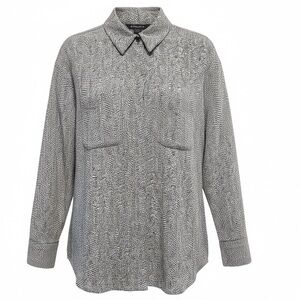 Athleta Abstract Print Shirt Jacket Shacket Long Sleeve  Small EUC Black White